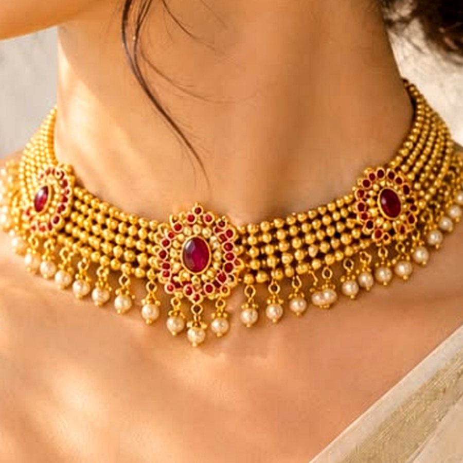 Layali Bridal Choker — 22K gold, 42.0g