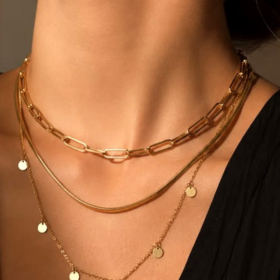 Noor Layered Necklace — 18K gold, 14.8g